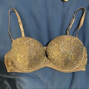sequin silver rave bra